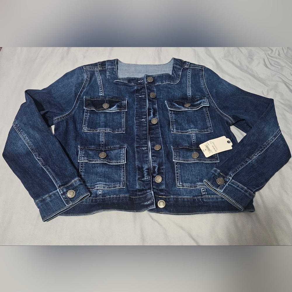 St Johns Bay Denim Collarless Jacket
